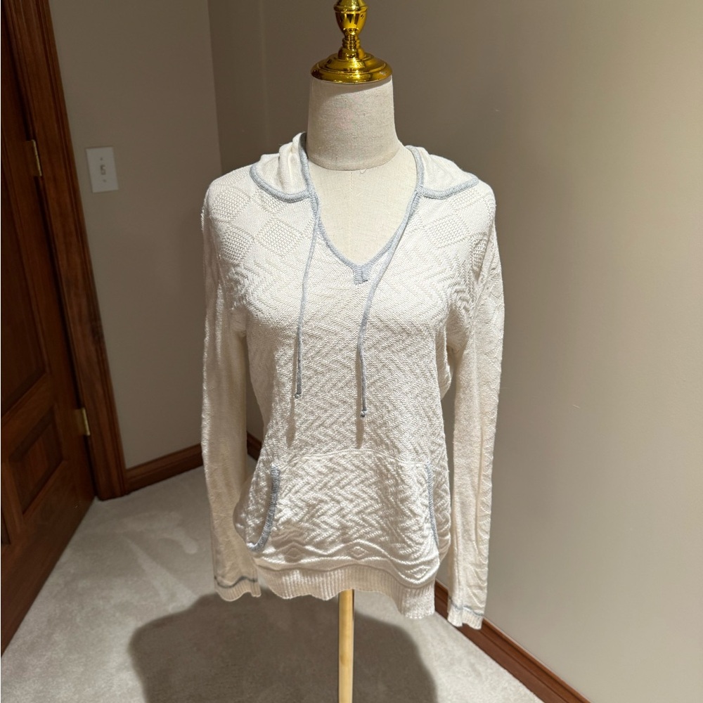 sparrow Cream Knit Hoodie with Gray Trim